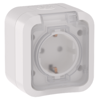 TORS Socket outlet 1-gang with grounding contact and cover 16A IP55 TS320 white IEK
