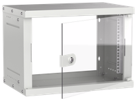 Шкаф настенный 19" 6U 550х350мм стеклянная дверь серый GENERICA