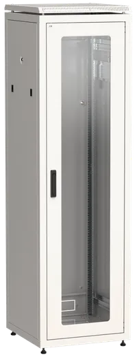 ITK LINEA N Шкаф сетевой 19" 47U 600х600мм стеклянная передняя дверь задняя металлическая серый