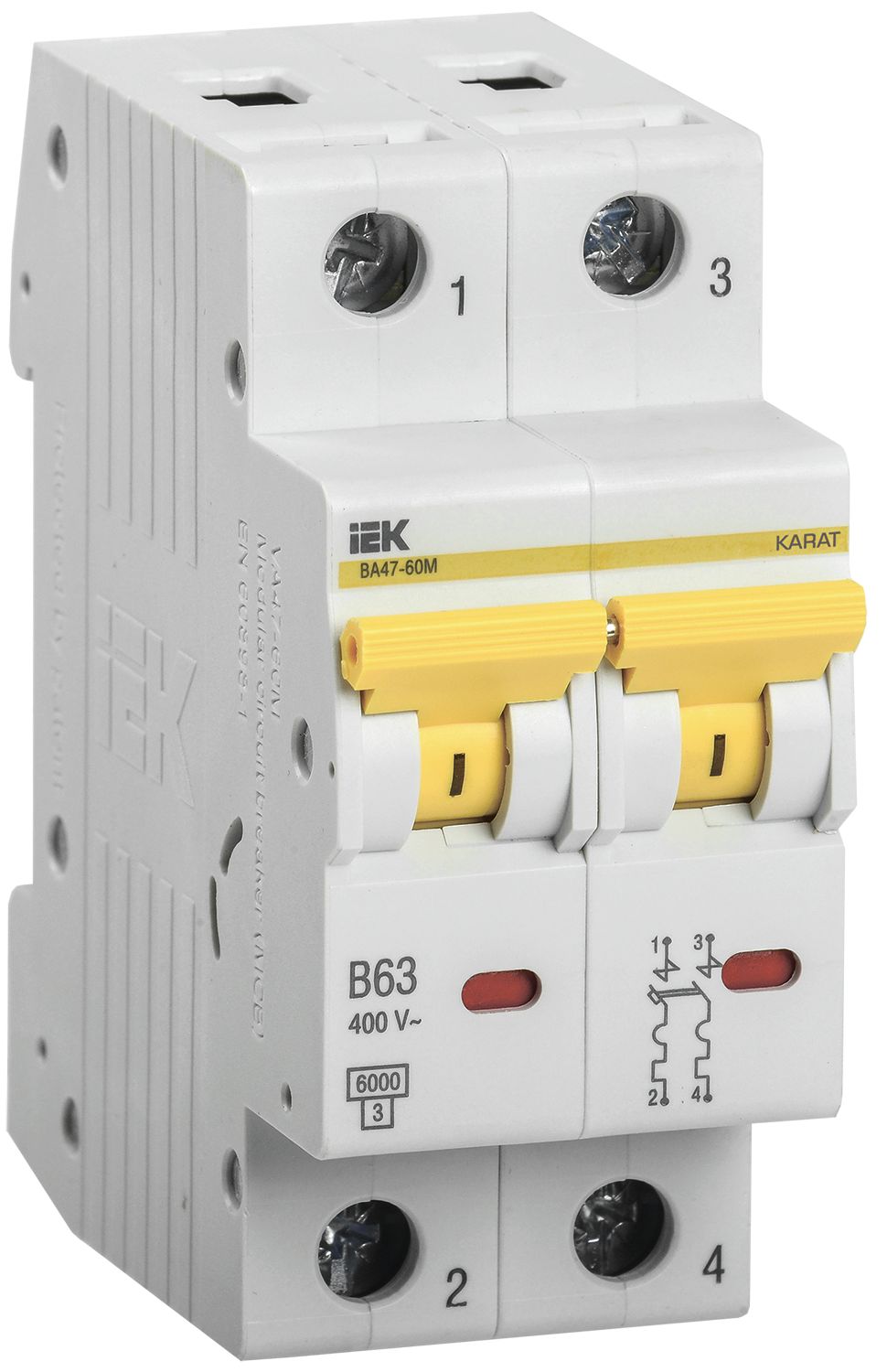 KARAT Автоматический выключатель ВА47-60M 2P B 63А 6кА IEK (MVA31-2-063-B)