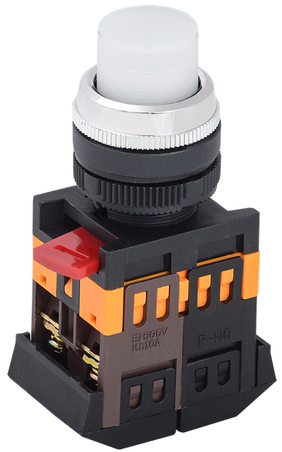 Кнопка ABLFP-22 белый d22мм неон/240В NO+NC GENERICA