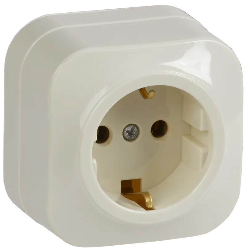 RS20-3-XK Single socket for grounding contact 16A with opening installation GLORY (cream) IEK
