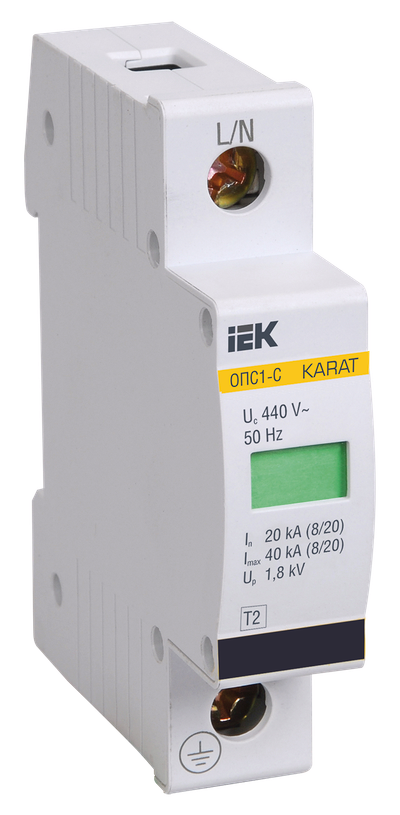 KARAT Ограничитель импульсного перенапряжения ОПС1-C 1P In=20кА Un=400В Im=40кА IEK