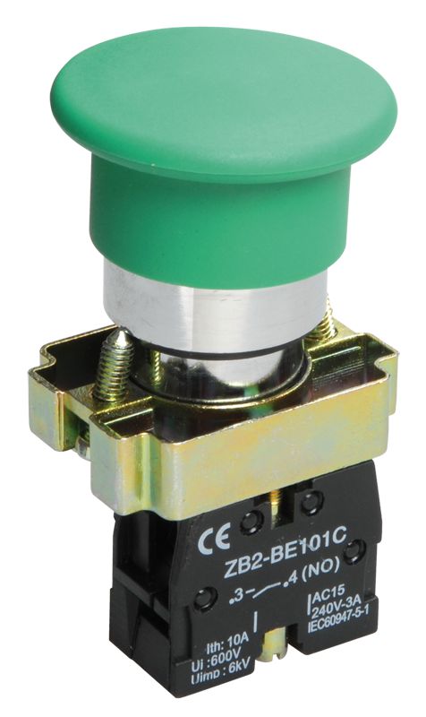 Кнопка управления LAY5-BC31"Грибок" без подсветки зеленая 1NO IEK (BBG70-BC-K06)