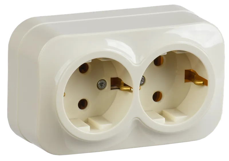 RS22-3-XK Double socket with grounding contact 16Awith opening installation GLORY (cream) IEK