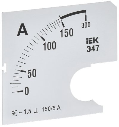Шкала сменная для амперметра Э47 150/5А класс точности 1,5 72х72мм IEK