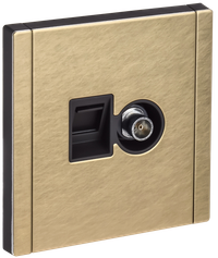 FORTE&PIANO Розетка двойная TV+RJ45 кат.6 FP637M металл шампань IEK