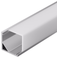 Профиль алюминиевый для светодиодной ленты 1616 накладной квадратный 2м с комплектом аксессуаров (опал) IEK