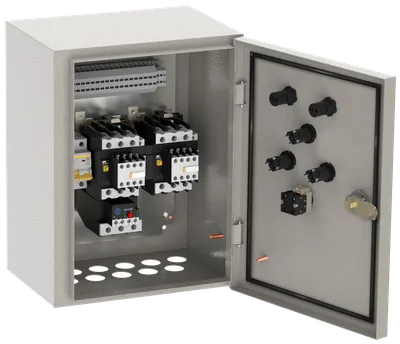 Ящик управления РУСМ5410-3774 реверсивный 1 фидер автоматический выключатель на каждый фидер без переключателя на автоматический режим 50А IP54 IEK