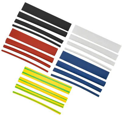 Heat shrink tubing is used for electrical insulation, sealing and marking of wire connections, does not contain halogens, and has flame retardant properties. The principle of operation is to change its diameter by shrinking it in half. The IEK set includes the most popular mounting sizes and colors required for both professional and domestic use.