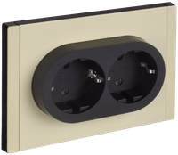 FORTE&PIANO Розетка 2-местная с заземлением без защитных шторок безвинтовое крепление 16А FP824M металл серый сланец IEK