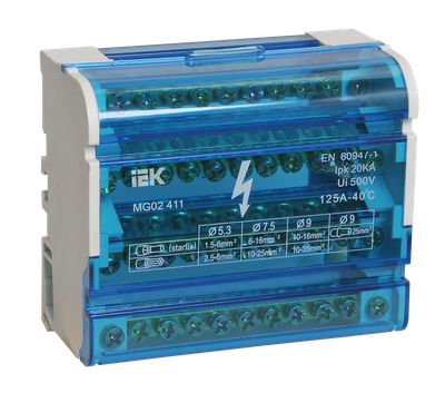 Шины на DIN-рейку в корпусе (кросс-модуль) ШНК 4х11 3L+PEN IEK