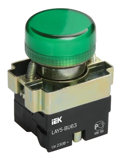 Индикатор LAY5-BU63 d=22мм зеленый IEK