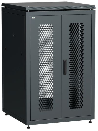 ITK LINEA N Шкаф сетевой 19" 24U 800х800мм двери передняя перфорированная задняя двустворчатая перфорированная черный