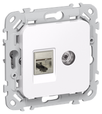 FLITE Розетка 2-местная RJ45/TV категория 6 STP РКТВ6-2-1-ФлБ белый IEK