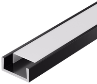 Профиль алюминиевый для светодиодной ленты 1607 накладной прямоугольный 2м с комплектом аксессуаров (опал) черный IEK