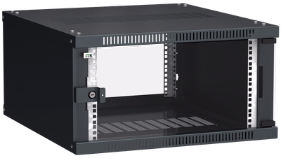 ITK Шкаф настенный LINEA WE 6U 600х650мм дверь стекло черный