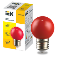LIGHTING Лампа светодиодная декоративная G45 шар 1Вт 230В красный E27 IEK