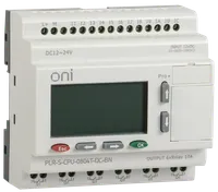 Programmable logic relay ONI. Non-expandable version. With built-in screen. 8 digital inputs (4 as analog 0-10V, 4 up to 60kHz), 4 transistor outputs (2 with PWM up to 10kHz). Supply voltage 24V DC