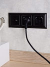 BRITE Розетка 1-местная с заземлением с защитными шторками 16А с USB A+A 5В 3,1А РЮш10-2-БрЧ черный IEK6