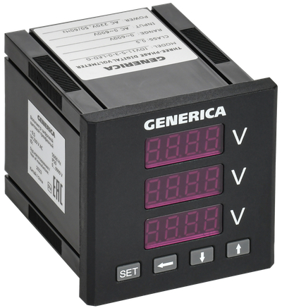 Вольтметр цифровой щитовой трехфазный 72х72мм LED GENERICA