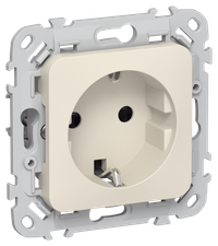FLITE Розетка с заземлением с защитными шторками безвинтовое крепление 16А РСш11-1-ФлСл сливочный IEK