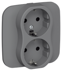 FLITE Розетка 2-местная с заземлением без защитных шторок безвинтовое крепление 16А РС12-1-А-ФлМА мокрый асфальт IEK