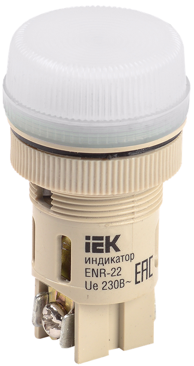 Лампа ENR-22 сигнальная d=22мм белый неон/240В цилиндр IEK