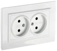 BRITE Double socket without ground without shutters 10A with frame PC12-2-BrB white IEK