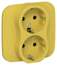 FLITE Розетка 2-местная с заземлением без защитных шторок безвинтовое крепление 16А РС12-1-А-ФлЖК желтый карри IEK