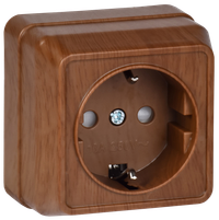 OKTAVA Розетка 1-местная с заземлением с защитными шторками для открытой установки 16А РСш20-3-ОД дуб GENERICA