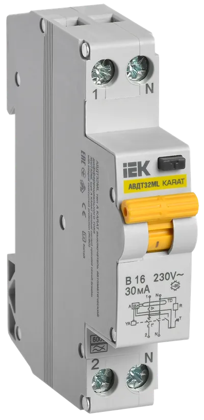 Выключатель автоматический дифференциального тока АВДТ32ML тип A В16 30мА KARAT IEK