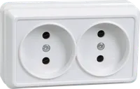 OKTAVA 2-gang socket without grounding for open installation 10A RS22-2-OB white IEK