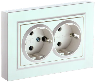 BRITE Double socket with ground without shutters 16A with frame PC12-3-BrP pearl IEK