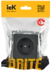 BRITE 1-gang socket without earthing with protective shutters 10A RSsh10-2-BrG graphite IEK1
