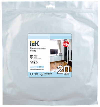 Лента светодиодная 20м LSR-2835W60-4,8-IP65-12В IEK