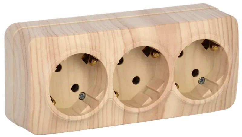 RS23-3-XC Triple socket with grounding contact 16A with opening installation GLORY (pine) IEK