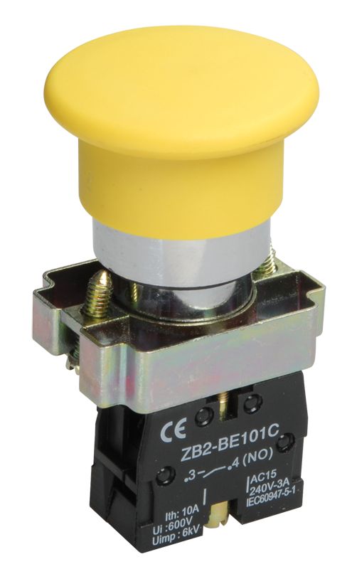 Кнопка управления LAY5-BC51"Грибок" без подсветки желтая 1NO IEK (BBG70-BC-K05)