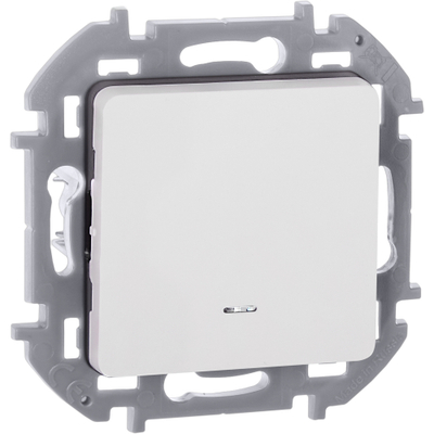 INSPIRIA Переключатель 1-клавишный с подсветкой/индикацией схема 6L 10АХ безвинтовые зажимы белый