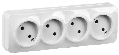 RS24-2-XB Quadruple socket without grounding contact 16A with opening installation GLORY (white) IEK