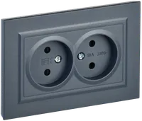 BRITE 2-gang socket without earthing with protective shutters 10A, assy RSsh12-2-BrM marengo IEK