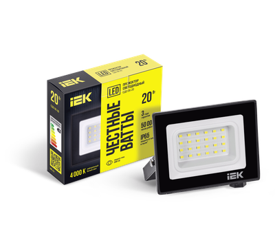 Прожектор СДО 06-20 светодиодный черный IP65 4000 K IEK