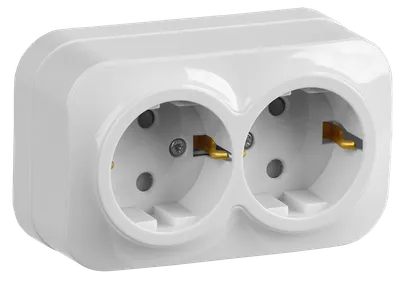 RSSh22-3-XB Double socket with grounding contact with protective shutter 16A open installation GLORY (white) IEK