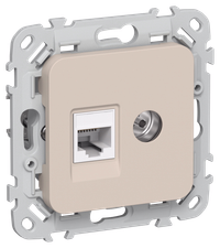 FLITE Розетка 2-местная RJ45/TV категория 5Е UTP РКТВ5е-2-0-ФлЛ льняной IEK