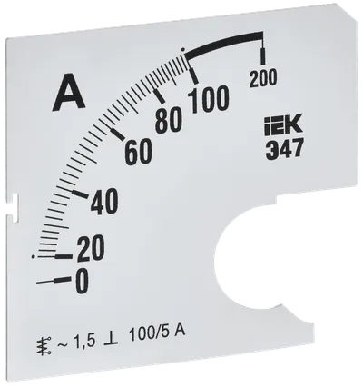 Шкала сменная для амперметра Э47 100/5А класс точности 1,5 72х72мм IEK