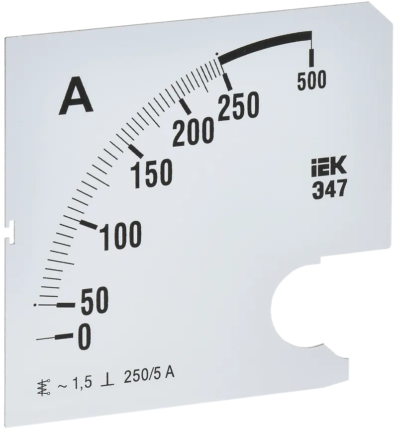 Шкала сменная для амперметра Э47 250/5А класс точности 1,5 96х96мм IEK