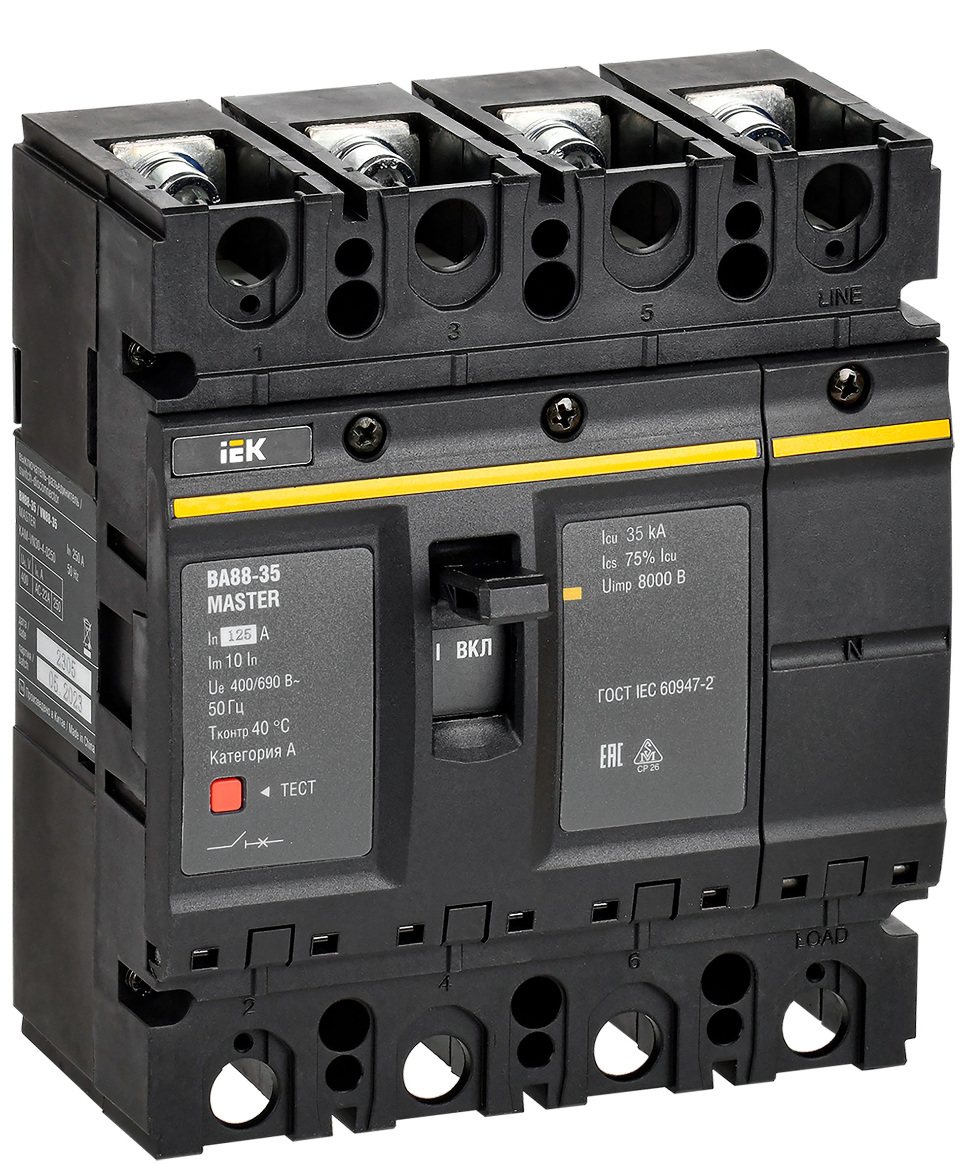 Выключатель автоматический ВА88-35 4P 125А 35кА MASTER IEK