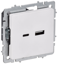 BRITE Розетка USB A+C 18Вт РЮ11-1-БрАБ арктический белый IEK