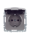 BRITE Розетка 1-местная с заземлением с защитными шторками и крышкой 16А IP20 РСбш10-3-БрС сталь IEK9