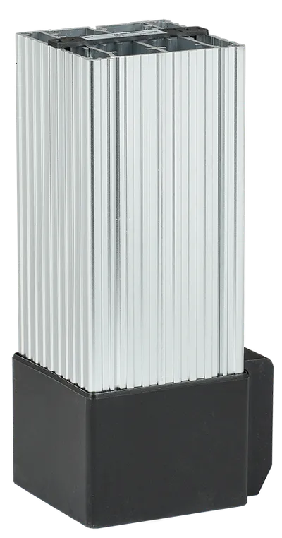 Обогреватель на DIN-рейку предназначен для нагрева воздуха внутри электротехнических шкафов. Создаваемый конвекционных воздушный поток предотвращает образование областей с низкой температурой и защищает электрические компоненты от образования конденсата и замерзании при перепадах температуры, а также коррозии металлических элементов активного оборудования. Наличие калорифера с саморегулированием обеспечивает естественную циркуляцию нагретого воздуха внутри шкафа и позволяет избежать перегрева. При установке в паре с терморегулятором используется для поддержания требуемой температуры внутри шкафа и организации стабильной работы установленного оборудования.
Может быть использован в электрооборудовании переменного тока частотой 50 Гц и напряжением до 230 В. Динамическая система нагрева воздуха максимально эффективна при длительных режимах работы. Подключение посредством зажимов делает монтаж максимально простым и быстрым.